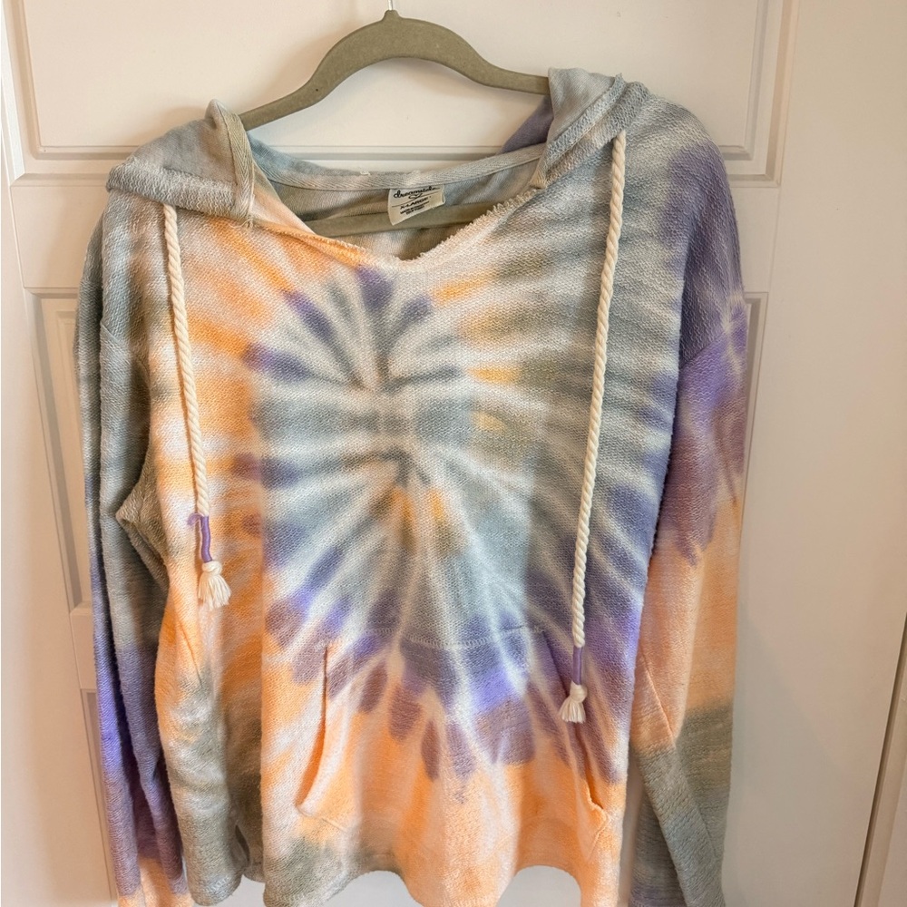 Dreamsicle Outer Banks, NC Rainbow Tie-Dye Hooded Sweatshirt XL